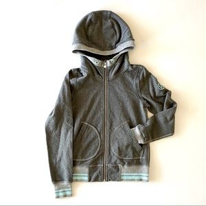 Lululemon Scuba Jacket Gray Teal Hoodie Full Zip Sweatshirt Cotton Size 6